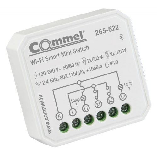 Commel wifi mini, kapcsoló, beépíthető, 2 csatorna