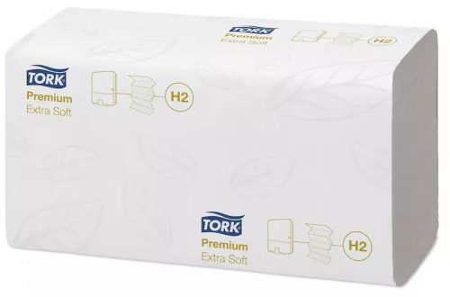 Tork kéztörlő H2 Premium Interfold, extra soft, 2 rétegű, 100 lap/csg, 21 csg/karton (32 karton/raklap)