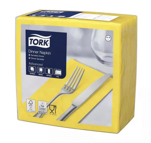 Tork szalvéta Dinner Advanced 40/2, SÁRGA, 150 lap/csg, 12csg/karton