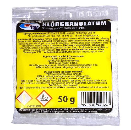 Klórgranulátum 50g (10db/csg, 10csg/karton, 4800db/raklap)