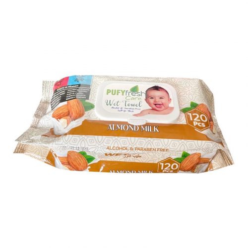 Pufy Fresh nedves törlőkendő 120db/csg (12csg/karton) almond milk