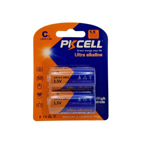 PKCELL Alkaline tartós baby elem C LR14 2db-os