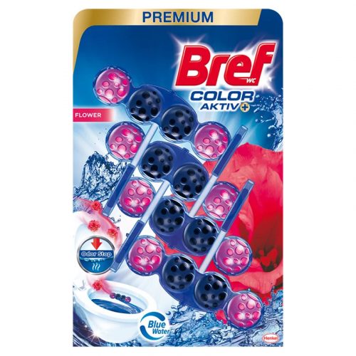 Bref wc tisztító golyós Mega Pack (3DB-OS, 9csg/karton) Color Aktiv 3X50g Flower